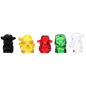 Figurine en cristal des cinq dieux de la richesse, ornement décoratif pour la maison, cadeau Feng Shui, jaune, rouge, vert, noir, blanc - Product Image 5