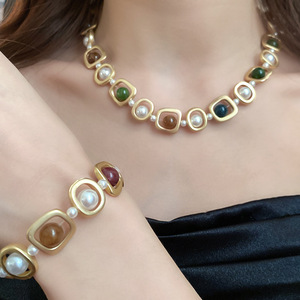 Maiou <span class=keywords><strong>2026</strong></span> Nuevo Conjunto de Joyería de Lujo con Collar y Pulsera de Cuentas Multicolores para Mujer, Ideal para Aniversario - Product Image 3
