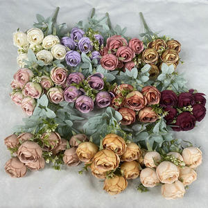 Fleur artificielle 9 têtes rosée Rose décorations intérieures mariage fausse fleur <span class=keywords><strong>pour</strong></span> <span class=keywords><strong>la</strong></span> photographie et <span class=keywords><strong>la</strong></span> décoration Rose Bouquet - Product Image 1