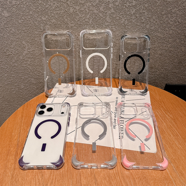 Premium Minimalist Slim Transparent Magnetic Reinforced Corners Phone Case for iPhone 17 Pro Max 16 15 14 13 Protective Cover