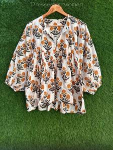 Tunique en coton à imprimé floral : Mini-robe à col profond - Product Image 4