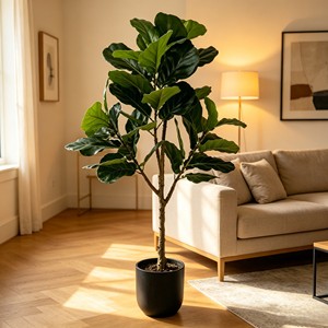 Fiddle Leaf Fig Artificial <b>Plant</b> High Simulation Leaves Indoor Floor Decor Single-piece Package <b>Plastic</b> Material - Product Image 3