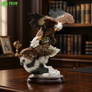 Statua di Aquila Calva Doppia in Resina, Figurina di Fauna Selvatica, Ornamento in Resina per Decorazione Casa e Ufficio - Product Image 1