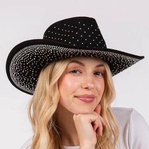 Full Diamond Western Cowboy <b>Hat</b> Solid Color <b>for</b> Men Women - Product Image 1