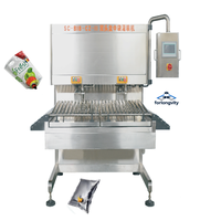 Machine automatique de remplissage et d'emballage de sacs de poids pour eau pure, huile, lait, sirop, avec contrôle PLC, sac de 20 litres en boîte