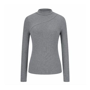 <span class=keywords><strong>Camiseta</strong></span> de <span class=keywords><strong>Manga</strong></span> Larga para <span class=keywords><strong>Mujer</strong></span> con Logotipo Personalizado, Cuello Medio Alto, Corte Ajustado, <span class=keywords><strong>Camiseta</strong></span> Térmica de Otoño Invierno, Top Corto - Product Image 5
