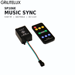 Controlador de Música LED SP106E WS2811 WS2812B DC5-12V 600 Píxeles con Micrófono Integrado para Tiras de Luces RGB Direccionables - Product Image 1