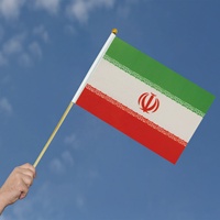 Drapeaux à main Iran 14x21cm, mini-guirlandes avec bâton de 30cm pour défilés, événements sportifs, décorations de fête nationale