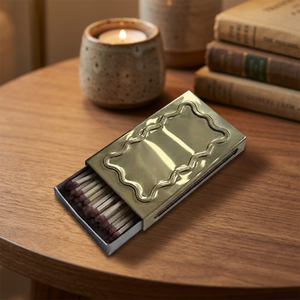 Boîte d'allumettes rectangulaire dorée vintage avec motif en relief, impression écologique, résistante à l'eau, durable pour l'allumage de bougies, personnalisable - Product Image 6