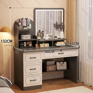 Ensemble de table de <span class=keywords><strong>maquillage</strong></span> et de coiffeuse en bois massif de luxe moderne avec miroir LED sur pied pour chambre <span class=keywords><strong>à</strong></span> coucher, appartement, salon - Product Image 4