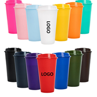 Vasos de Viaje Reutilizables de Plástico de 16 oz, con Tapas para Beber Directamente, Libres de BPA, para Té Helado/Bebidas Frías, Multicolores, para Fiestas