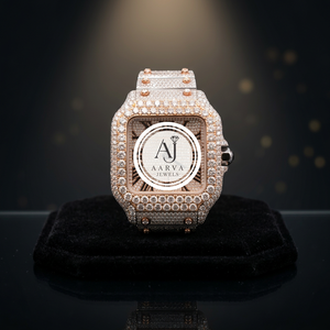 Reloj Mecánico Iced con Esfera Cuadrada, Brazalete de Cristal, Tono Oro Rosa, Joyería de Lujo, Regalo - Product Image 1