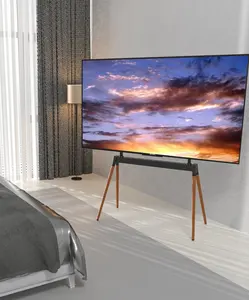 Fabrika klasik siyah 55 - 86 inç tv askısı standı 4 ahşap bacaklar VESA 600x400mm ofis için toplantı odası sanat sergisi