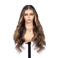 Perruque HD Lace sans colle, prête à porter, avec mèches couleur piano, dentelle pré-coupée effet peau fondu, pour grossistes de cheveux en boutique