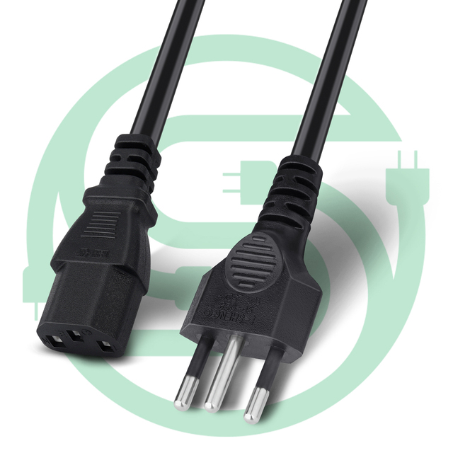 Brazilian Plug to IEC C13 Power Cord AC Extension Cord for Computer Use