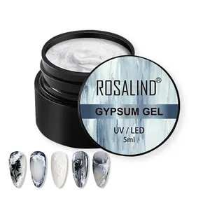 ROSALINDネイル製品ホワイトカラー石膏スタイルネイルアートジェルポリッシュoemカスタムロゴ石膏ジェルポリッシュでユニークなスタイルを作成