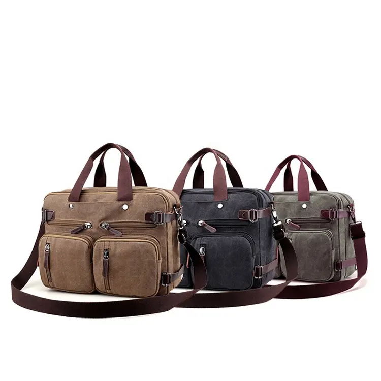 Hoge Kwaliteit Aangepaste Logo Duurzaam Mannen Tote Canvas Messenger Bags Reizen Sling Schouder Laptop Tas Voor Computers