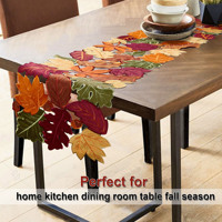 Décoration de salle à manger pour Thanksgiving OWENIE, chemin de table brodé de luxe avec feuilles d'érable, 13x70 pouces
