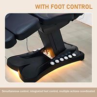 Fauteuil d'examen médical, de tatouage, de spa, de massage, de beauté cosmétique, noir, électrique, 3/4 moteurs, inclinable, esthétique