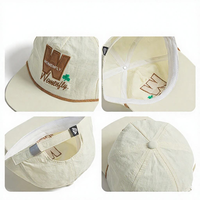 Casquettes de camping noires non structurées avec logo tissé, casquettes de camping en nylon, casquettes de camping personnalisées de haute qualité à 5 panneaux
