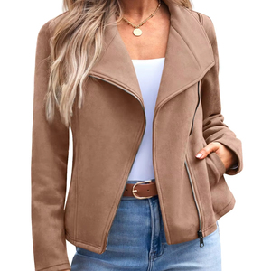 Veste en simili cuir pour femme, manteau court à devant ouvert pour l'automne, l'hiver et le printemps, style cardigan - Product Image 1