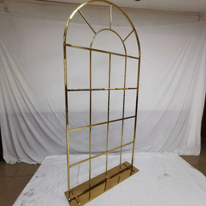 ซุ้มแต่งงานสแตนเลสสีทองปรับแต่งได้ ตกแต่งพื้นหลังด้วยตาข่ายโลหะ ขนาด 120 ซม.*240 ซม. ทันสมัย สวยงาม ทนทาน ใช้ตกแต่งบ้าน - Product Image 3