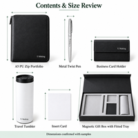 Coffret Cadeau d'Affaires Exécutif Personnalisé : Porte-documents A5, Stylo Métallique, Porte-cartes, Gobelet de Voyage – Idéal pour Réunions Clients de Conseillers Financiers