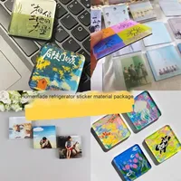 Vente en gros DIY Acrylique Réfrigérateur Aimant Super Transparent Panneau Fort 5cm Carré Patch Moderne Vierge Étiquette de Prix Personnalisable