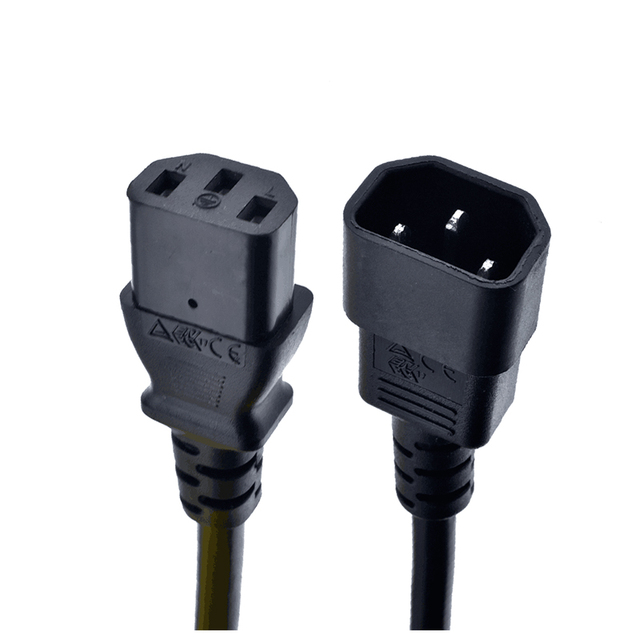 Black PVC Copper IEC320 C13 C14 C15 C19 C20 14AWG Power Extension Cable 10A 15A Charging Cable