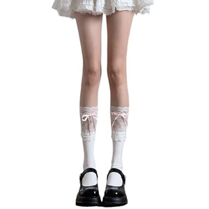 <b>White</b> Lace Trim Over The Knee <b>Socks</b> 5D Ultra Thin Breathable Women's JK Style Ballet Ribbon Bow <b>Long</b> <b>Socks</b> - Product Image 5