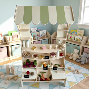 Chariot de vente de simulation pour enfants, maison de vente de fruits et légumes à plusieurs étages, magasin de proximité, jouets parent-enfant, 5 à 7 ans - Product Image 5