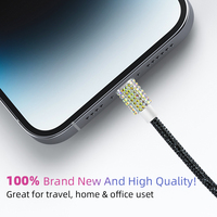 2024 nuevo Cable USB brillante colorido tipo C Micro Personalizado 1m 2M Cable DE DATOS DE cargador rápido trenzado de diamante brillante para iPhone