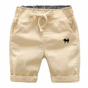 2020 New Fashion Boys Casual Pants Baby Summer Five-point Elastic Waist Shorts Children's Solid Color Embroidered Trousers