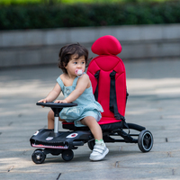 Poussette de voyage légère et pliable 4-en-1 en tissu et PU avec châssis en alliage d'aluminium à 4 roues pour bébés de 6 à 36 mois