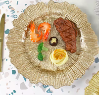 Assiettes de Présentation Rondes en Plastique Doré 13" pour Mariage, Effet Corail, pour Dîner de Mariage, Décoration Élégante, Dessous d'Assiette en Acrylique