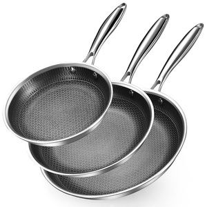 High Quality 304 Stainless Steel Honeycomb Frying <b>Pan</b> Tri-ply Hybrid Bottom Induction Compatible Non-stick Skillet for Kitchen - Product Image 6