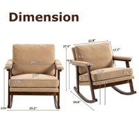 Fauteuil d'appoint moderne, fauteuil à bascule avec structure en bois massif, chaises rembourrées pour salon, fauteuil de lecture pour chambre à coucher