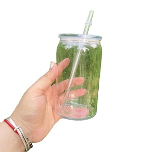Nouvelle canette durable en acrylique de 16 oz pour boissons gazeuses avec couvercles à paille en plastique, adaptée aux autocollants de transfert UV en vinyle et DTF - Product Image 1
