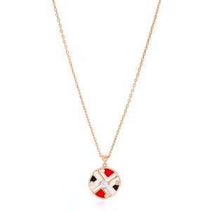 Color blanco rojo esmalte diseño de piedra de circón colgante turco hecho a mano de la joyería de la plata esterlina 925 al por mayor - Product Image 2