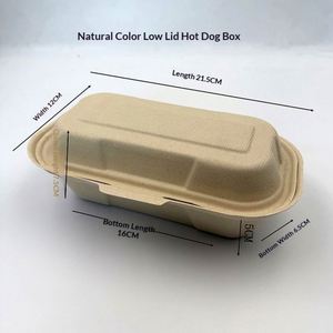 Eco Friendly Biodegradable Hot Dog Box Lid Compostable Paper Food Packaging <b>Container</b> for Picnic <b>Takeaway</b> Fast Food Street - Product Image 5