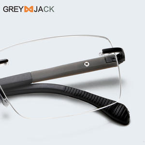 Lunettes de vue rectangulaires sans monture en métal gris pour homme, avec monture antidérapante, pour usage professionnel, numéro de pièce 2042 - Product Image 1