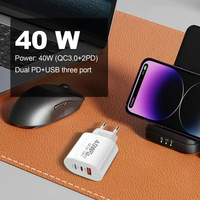 Pengisi Daya Ponsel Pengisi Daya Cepat Pd 40W Colokan USB-C Adaptor Daya untuk Ponsel 13 14 15 16 20W Pengisi Daya Dinding US EU