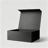 Boîte en carton rigide magnétique noire avec logo personnalisé, emballage de luxe pour chaussures, vêtements, cadeaux, laminage mat, gaufrage, éponge magnétique