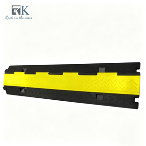 Yellow Black Cable Ramp Rubber Cable Ramp Safety Cable Protector Ramp 1 2 3 4 <b>5</b> Channels Cable Ramp - Product Image 1