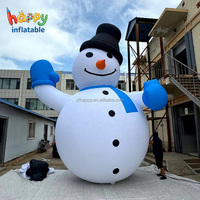 Bonhomme de neige gonflable mignon avec des gants bleus pour la décoration de Noël en extérieur, dans le jardin ou la cour, accessoires gonflables publicitaires