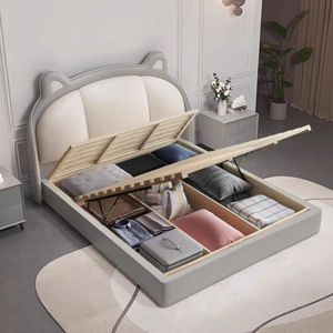 도매 귀여운 모던 어린이 침대 침실 가구 세트 싱글 트윈 더블 사이즈 가죽 곰 침대 - Product Image 4