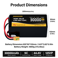 Batterie semi-solide pour drone, batterie Lipo 16000/22000/27000/30000mah 44.4V, drone agricole de pulvérisation, UAV