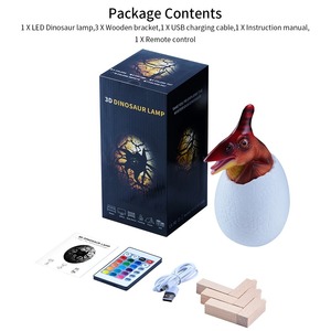 โคมไฟกลางคืน LED ทรงไข่ไดโนเสาร์พิมพ์ลาย3D โคมไฟไดโนเสาร์แบบชาร์จไฟได้16สีใช้รีโมทคอนโทรล - Product Image 3