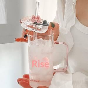 Mug en verre cristallin sans plomb, compatible micro-ondes, avec joli nœud décoratif, idéal pour les boissons froides/chaudes à la maison/au bureau, nouvel article de verrerie populaire - Product Image 3