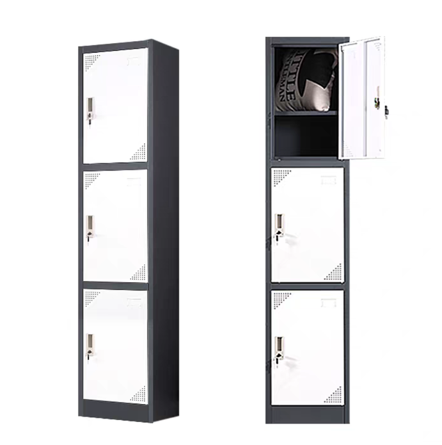 Steel 3-door Storage Cabinet Metal Wardrobe Staff Storage Cabinet Suitable for Office Workshop Gym